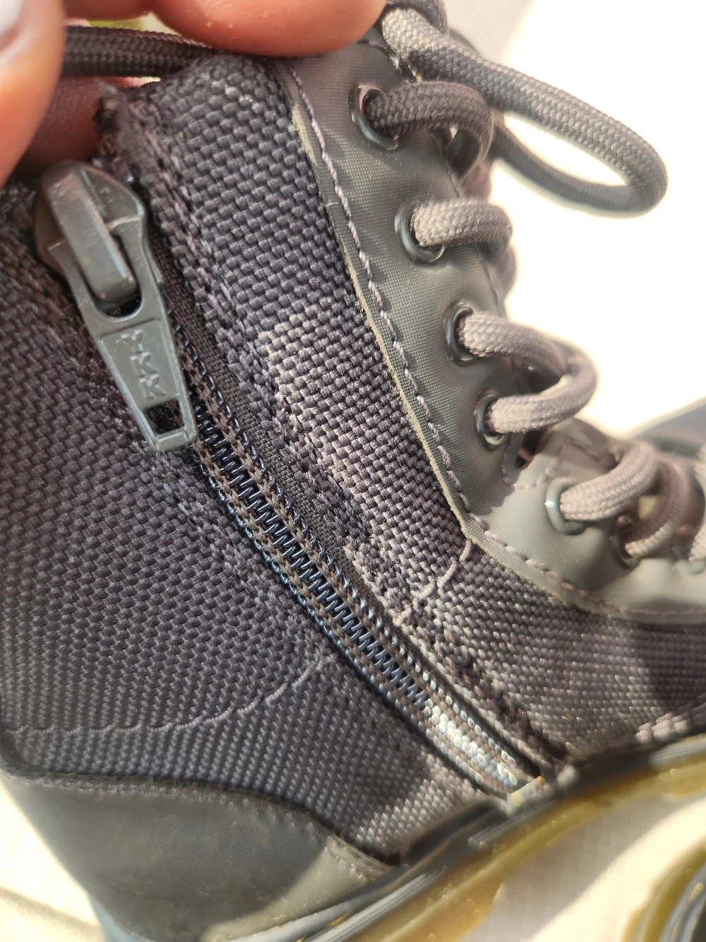 Dr. Martens Kids Dark Gray Lace-Up Canvas Combat Boots
